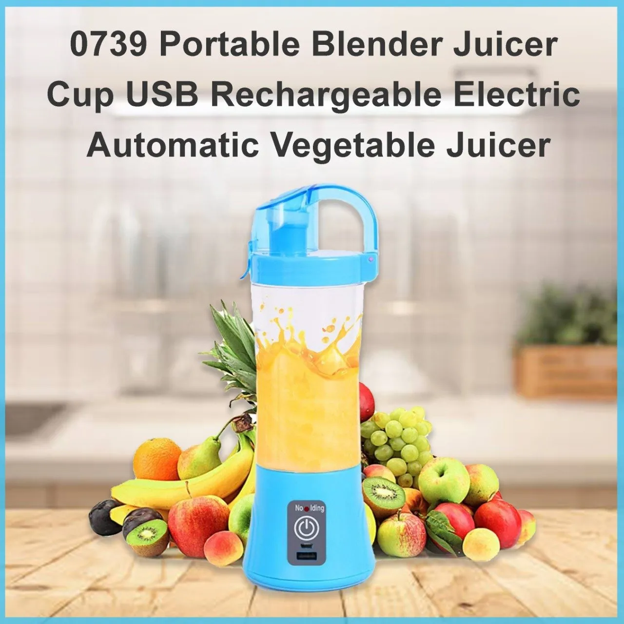 0739 Portable Blender Juicer Cup USB Rechargeable Electric Automatic Vegetable Juicer Cup Lemon Orange Maker Mixer Bottle Drop 380ml