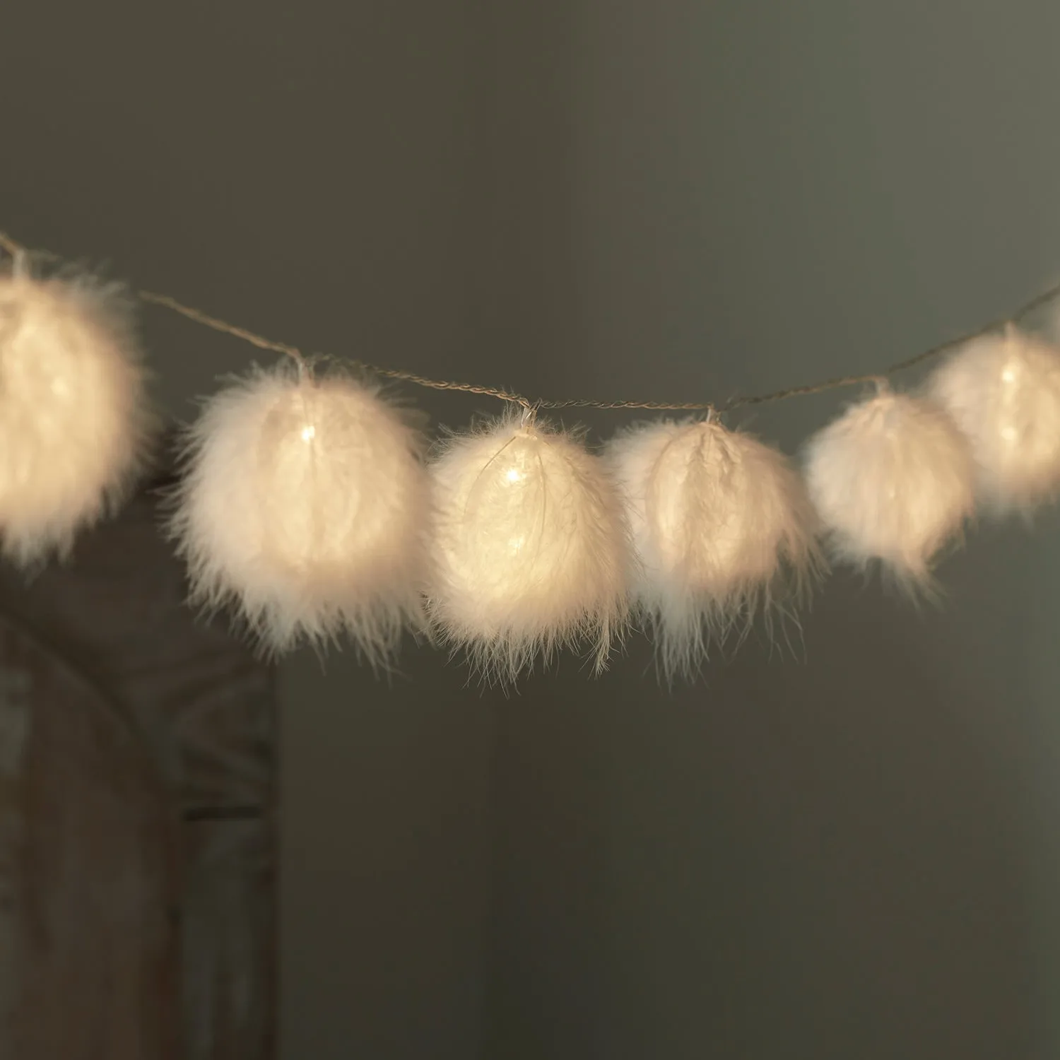 10 Fluffy Ball Battery Fairy Lights