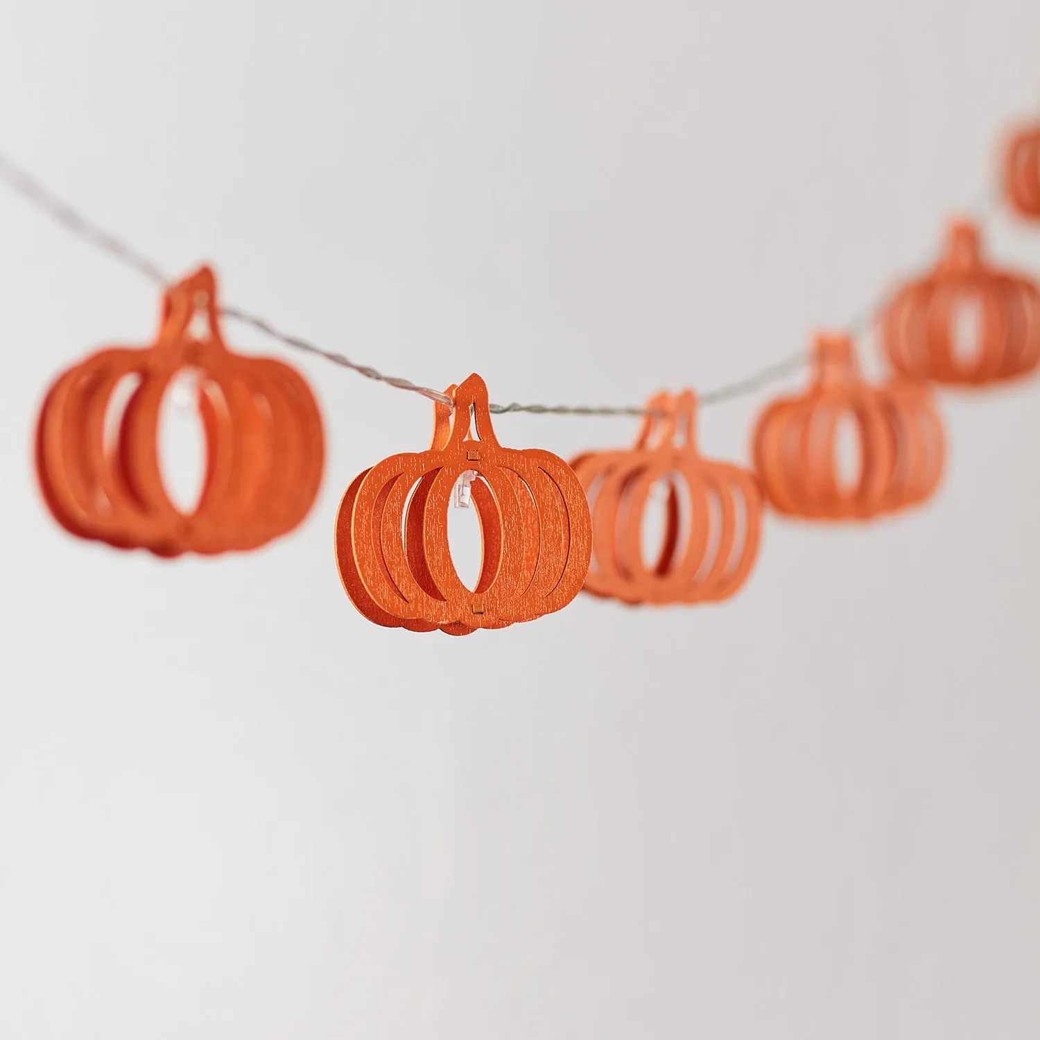 10 Wooden Pumpkin Halloween Fairy Lights