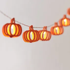 10 Wooden Pumpkin Halloween Fairy Lights