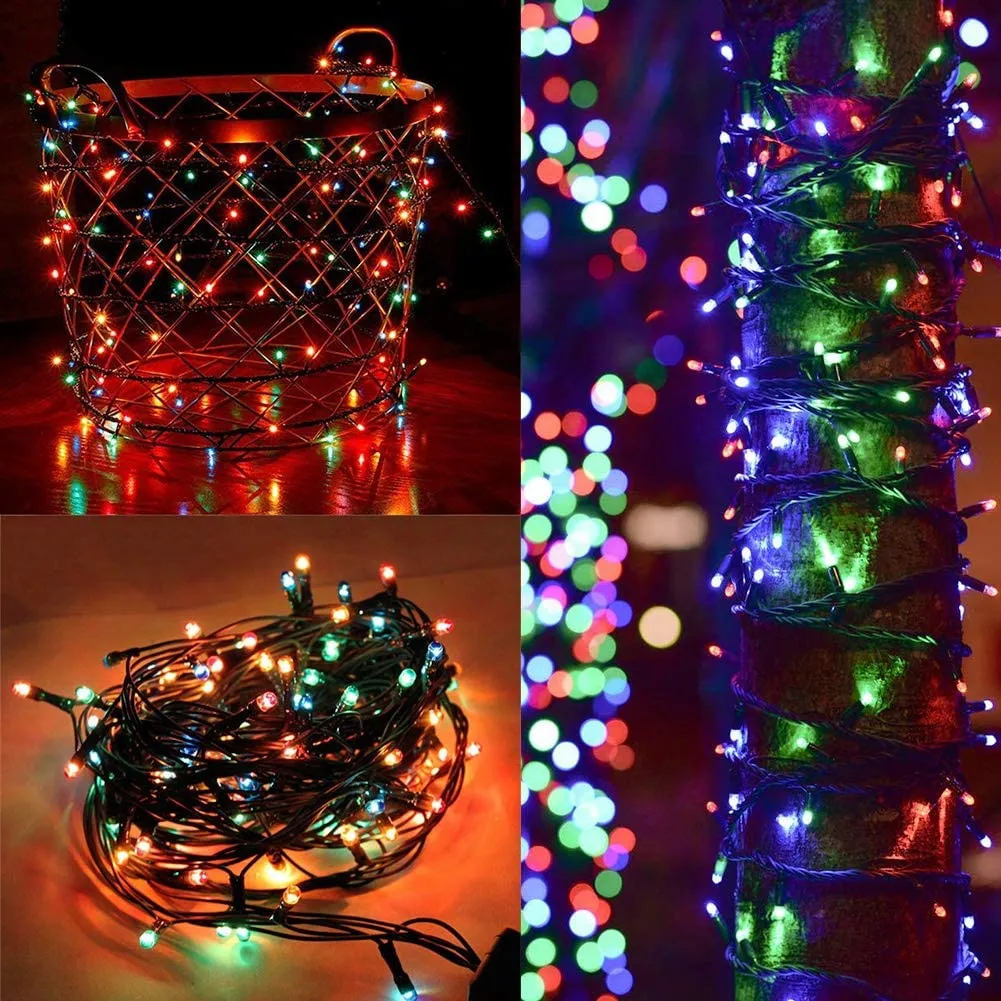 100 LED Green Wire String Light with connector - Multicolor