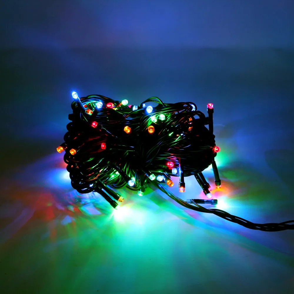 100 LED Green Wire String Light with connector - Multicolor