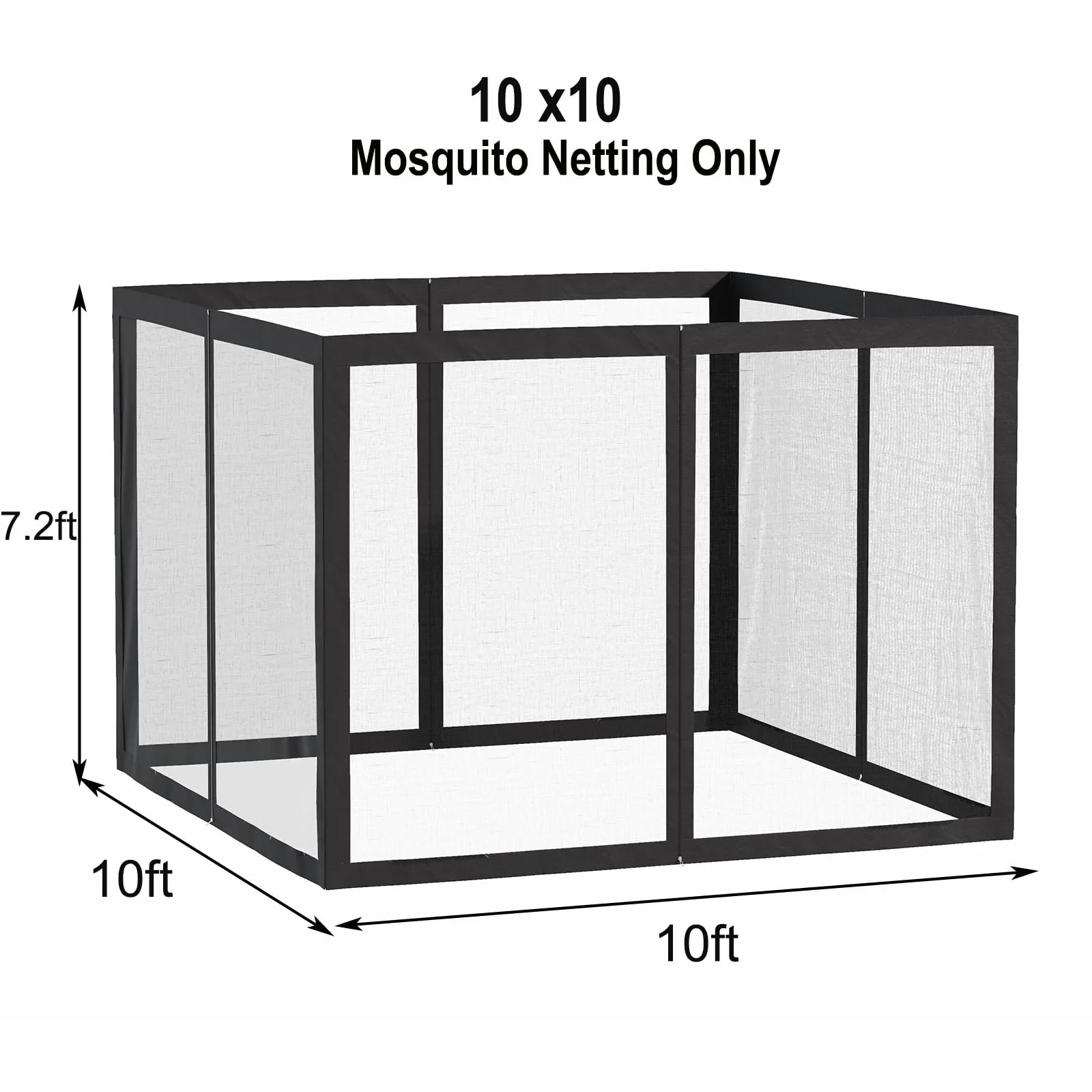 10'x10' Gazebo Replacement Mosquito Netting, Outdoor Universal Canopy Net Screen 4-Panel Sidewall Gazebo Curtains with Zipper for Patio Garden Yard Backyard (Mosquito Net Only)