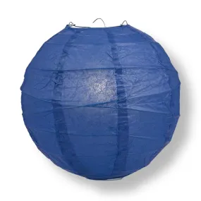 12" Navy Blue Round Paper Lantern, Crisscross Ribbing, Chinese Hanging Wedding & Party Decoration