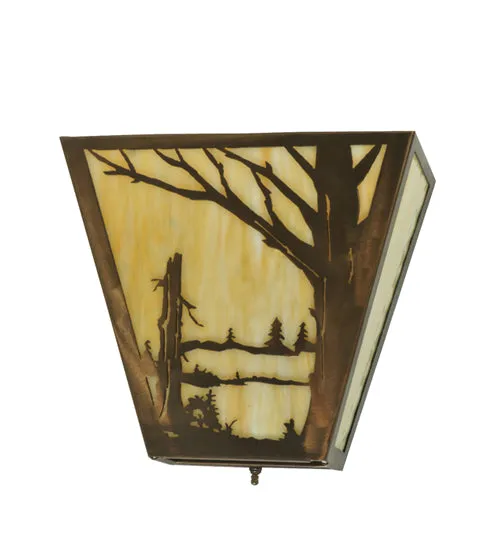 13"W Quiet Pond Rustic Right Wall Sconce