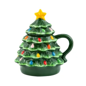 16 oz. Nostalgic Ceramic Tree Lidded Mug - Green