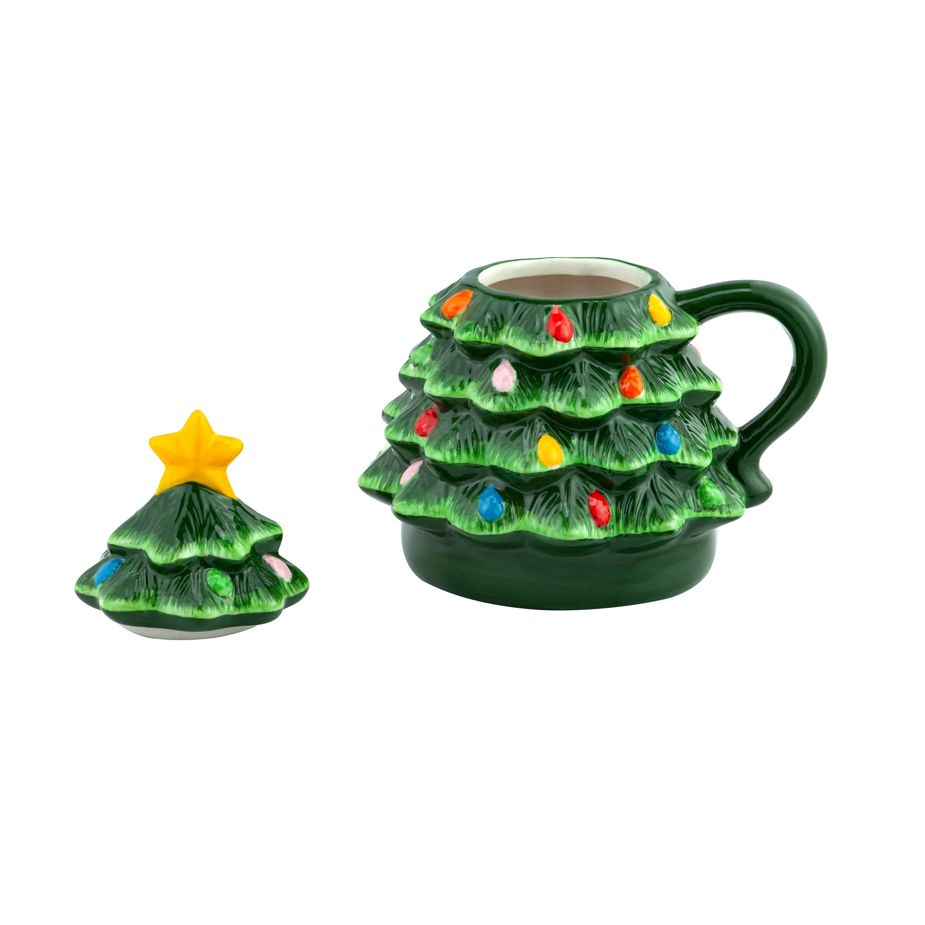 16 oz. Nostalgic Ceramic Tree Lidded Mug - Green