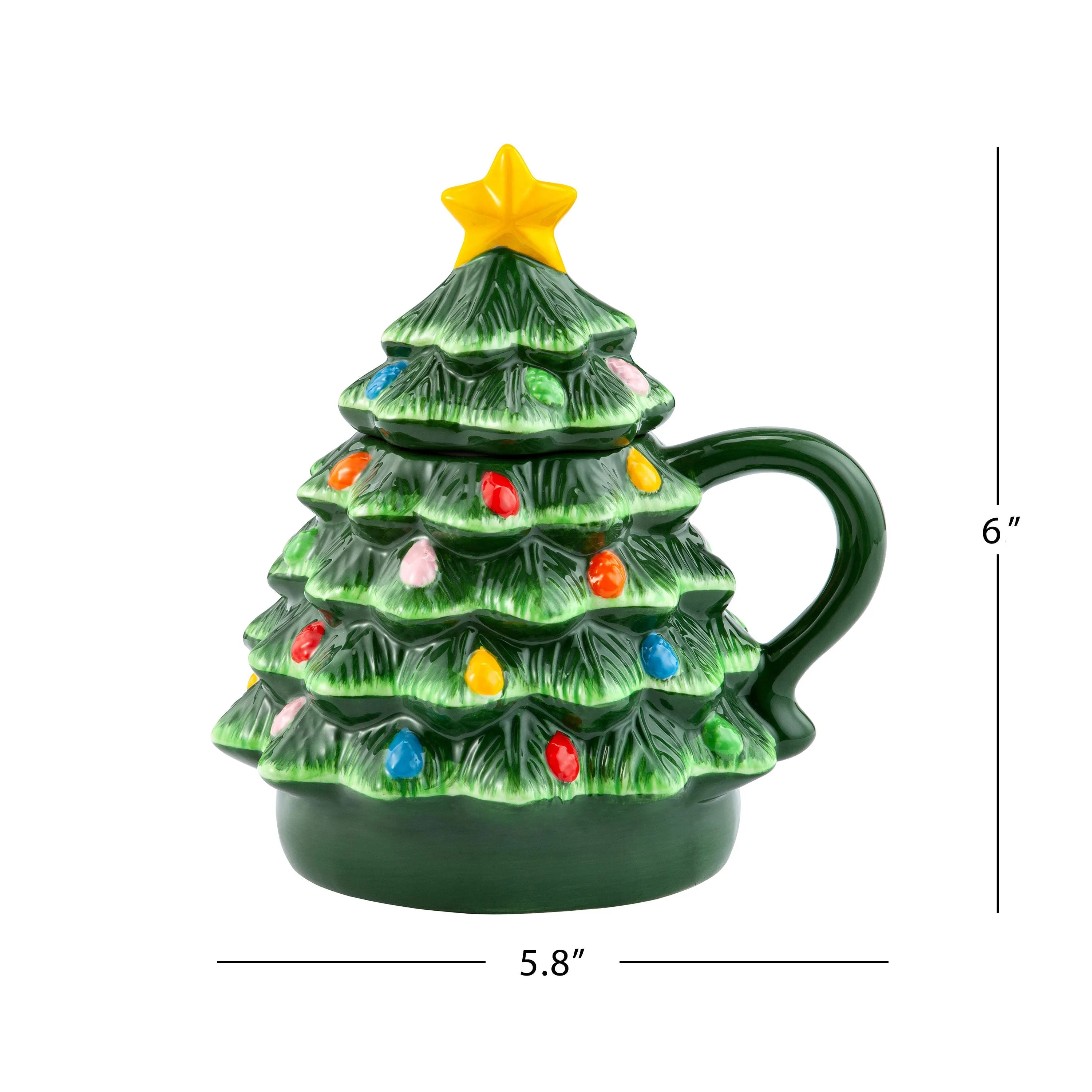 16 oz. Nostalgic Ceramic Tree Lidded Mug - Green