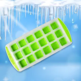 18 Cavity Pop Up Ice Cube Tray Easy Release Flexible Silicone Bottom Ice Tray , Stackable Ice tray, 100% BPA Free, Food Grade for Freezer