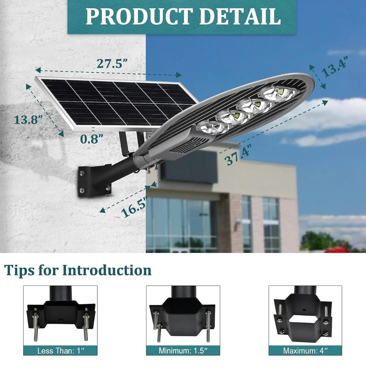 1800W Solar Street Light Outdoor, 50000LM Commercial Solar LED Flood Security Light with Remote Control