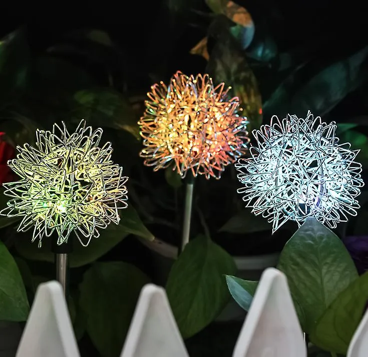 2 pcs color light Solar simulation dandelion yard decoration light, LED waterproof garden light AZ17245