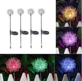 2 pcs color light Solar simulation dandelion yard decoration light, LED waterproof garden light AZ17245