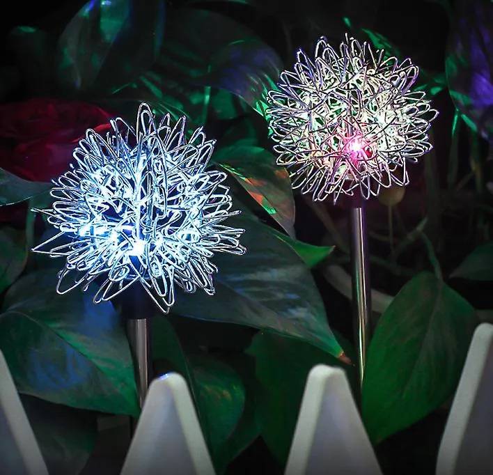 2 pcs color light Solar simulation dandelion yard decoration light, LED waterproof garden light AZ17245