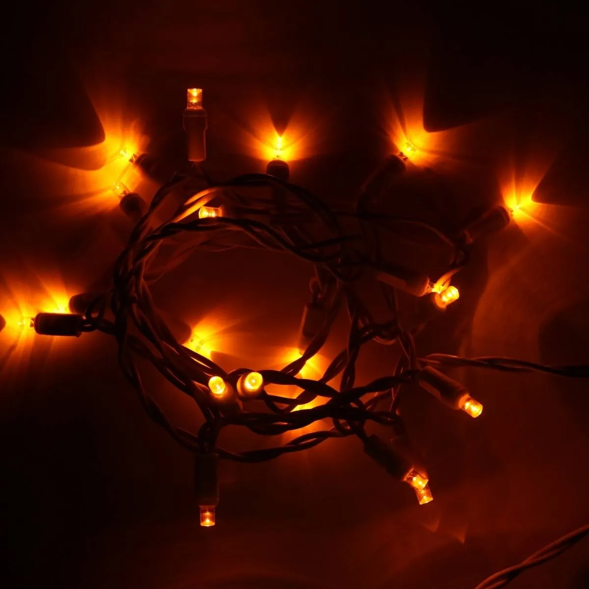 20-light Orange LED Craft Lights, White Wire