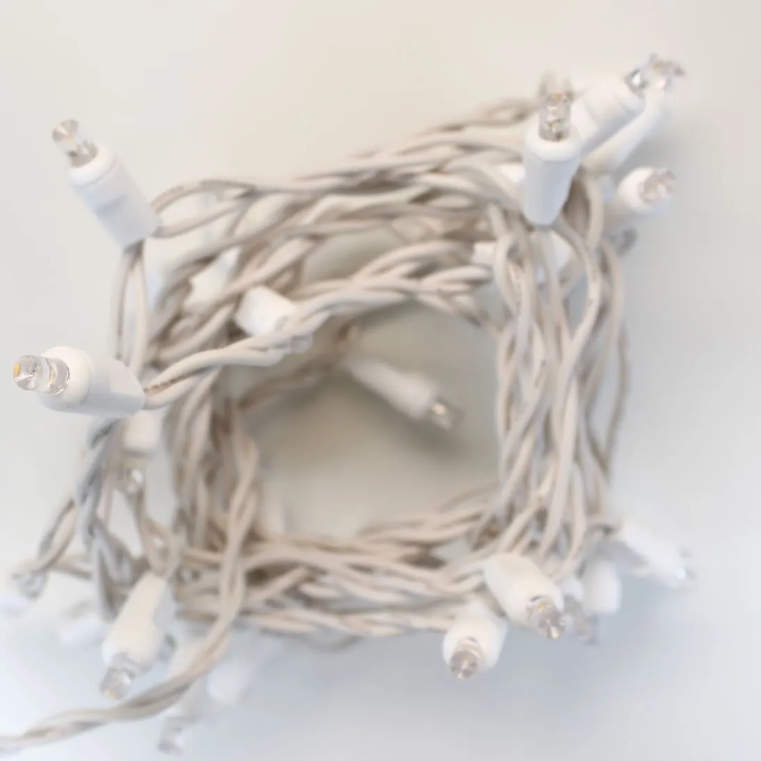 20-light Warm White LED Craft Lights, White Wire