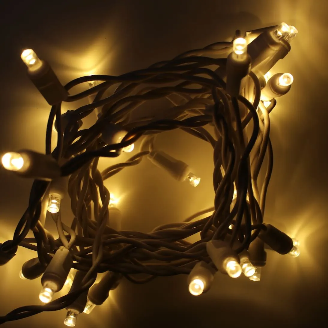 20-light Warm White LED Craft Lights, White Wire