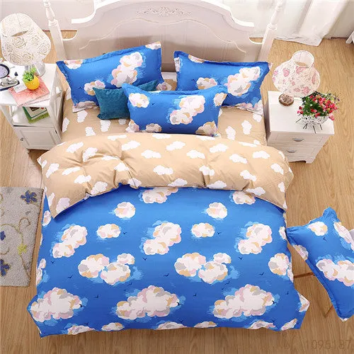 2017 home bedding Duvet cover set super king bedclothes grey flat sheet Adults bedding set 5 size bed linens AB side duvet cover