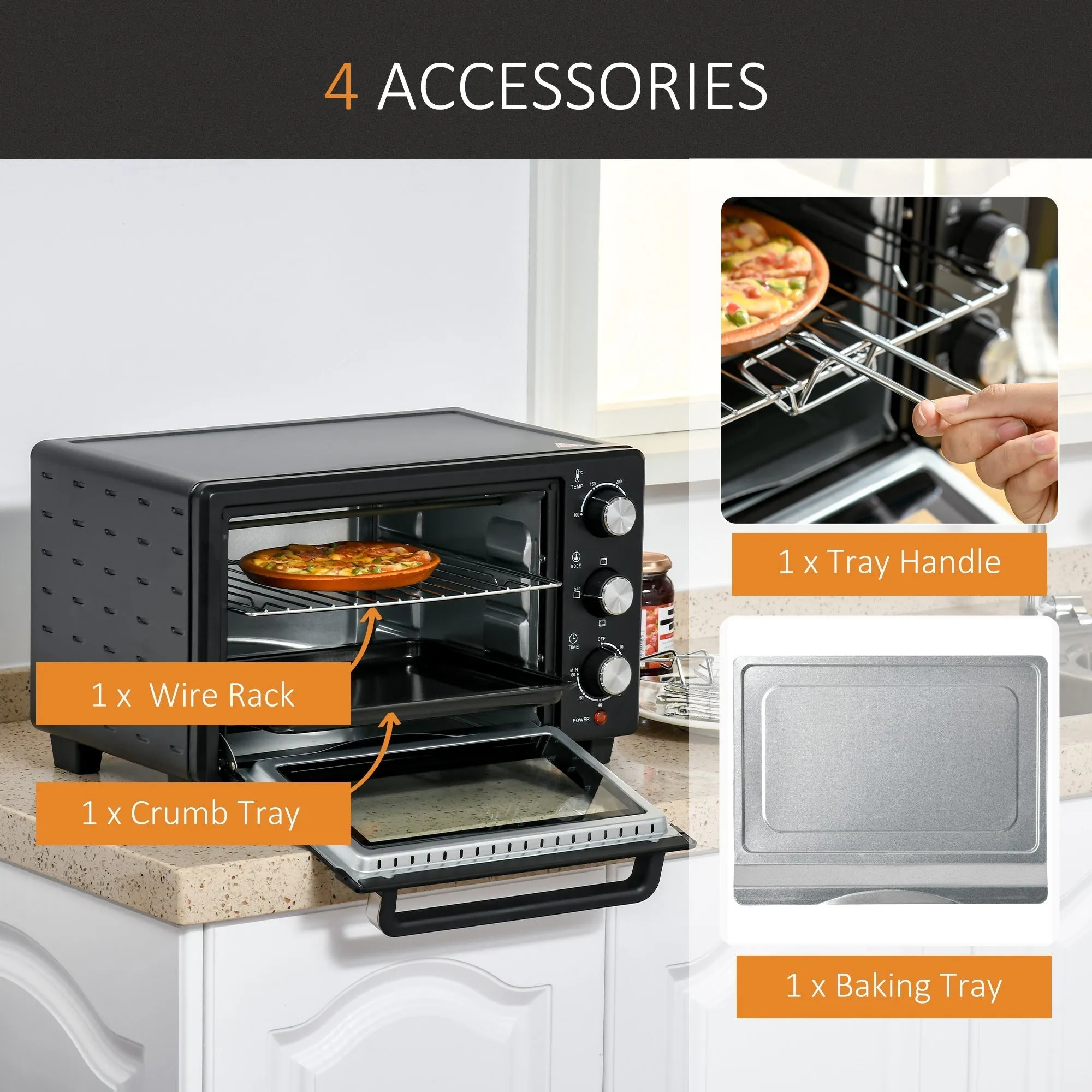 21L 230C Mini Oven With Timer Black by Homcom