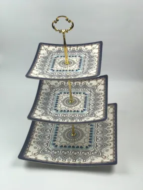 3 Tier Malamine Floral Serving Tray