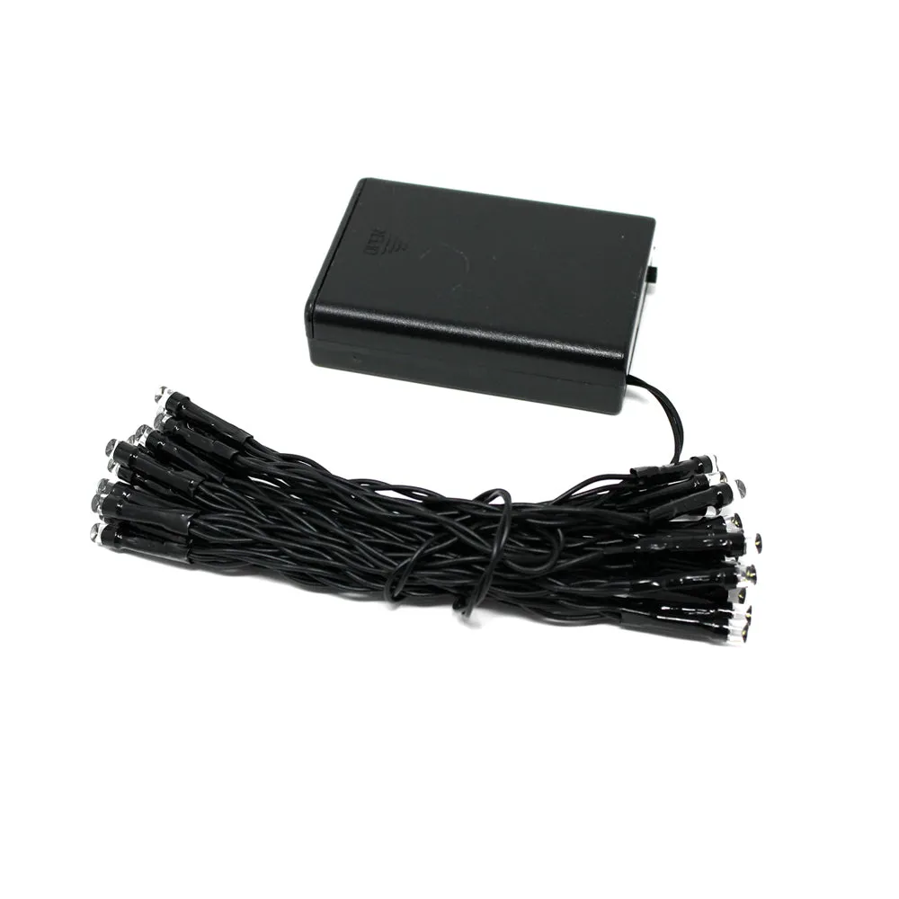 30 LED Black Cable String Lights Battery Operated - 9' Long