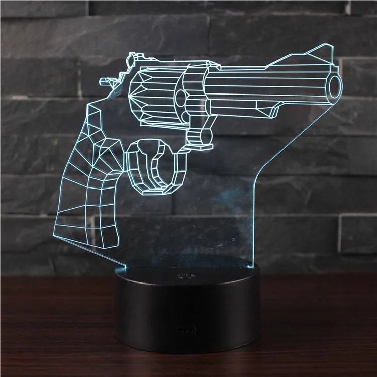 3D Illusion Night Lights M4A1 Arms LED Table Lamp USB Atmosphere Lamp AK47 Machine Gun Lights Model Toys for Kids Christmas Gift