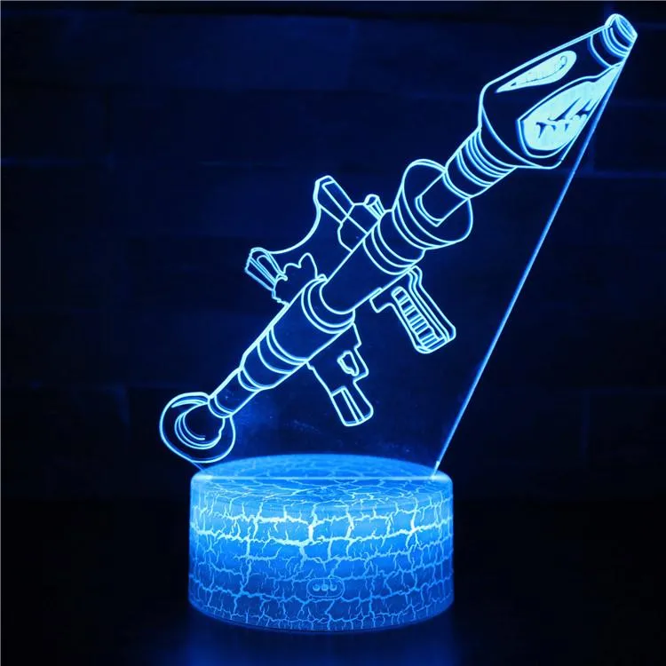 3D Illusion Night Lights M4A1 Arms LED Table Lamp USB Atmosphere Lamp AK47 Machine Gun Lights Model Toys for Kids Christmas Gift