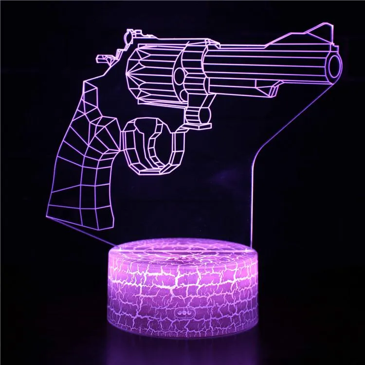 3D Illusion Night Lights M4A1 Arms LED Table Lamp USB Atmosphere Lamp AK47 Machine Gun Lights Model Toys for Kids Christmas Gift