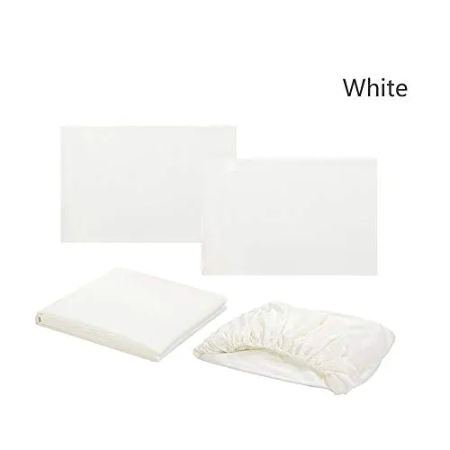 4Pcs/Set Fitted Sheet & Bed Sheet & 2Pcs Pillowcases Bedding Sets Solid Color Bedclothes Home Bedroom Supplies