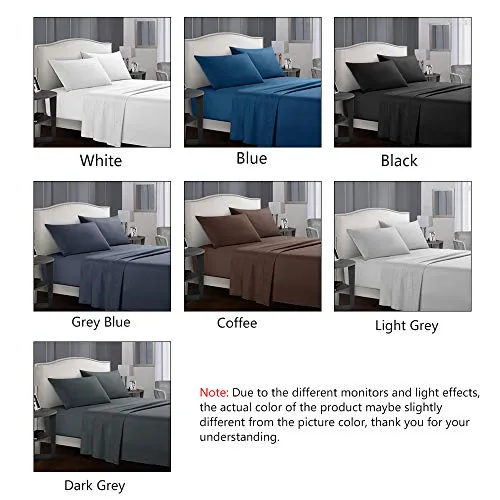 4Pcs/Set Fitted Sheet & Bed Sheet & 2Pcs Pillowcases Bedding Sets Solid Color Bedclothes Home Bedroom Supplies