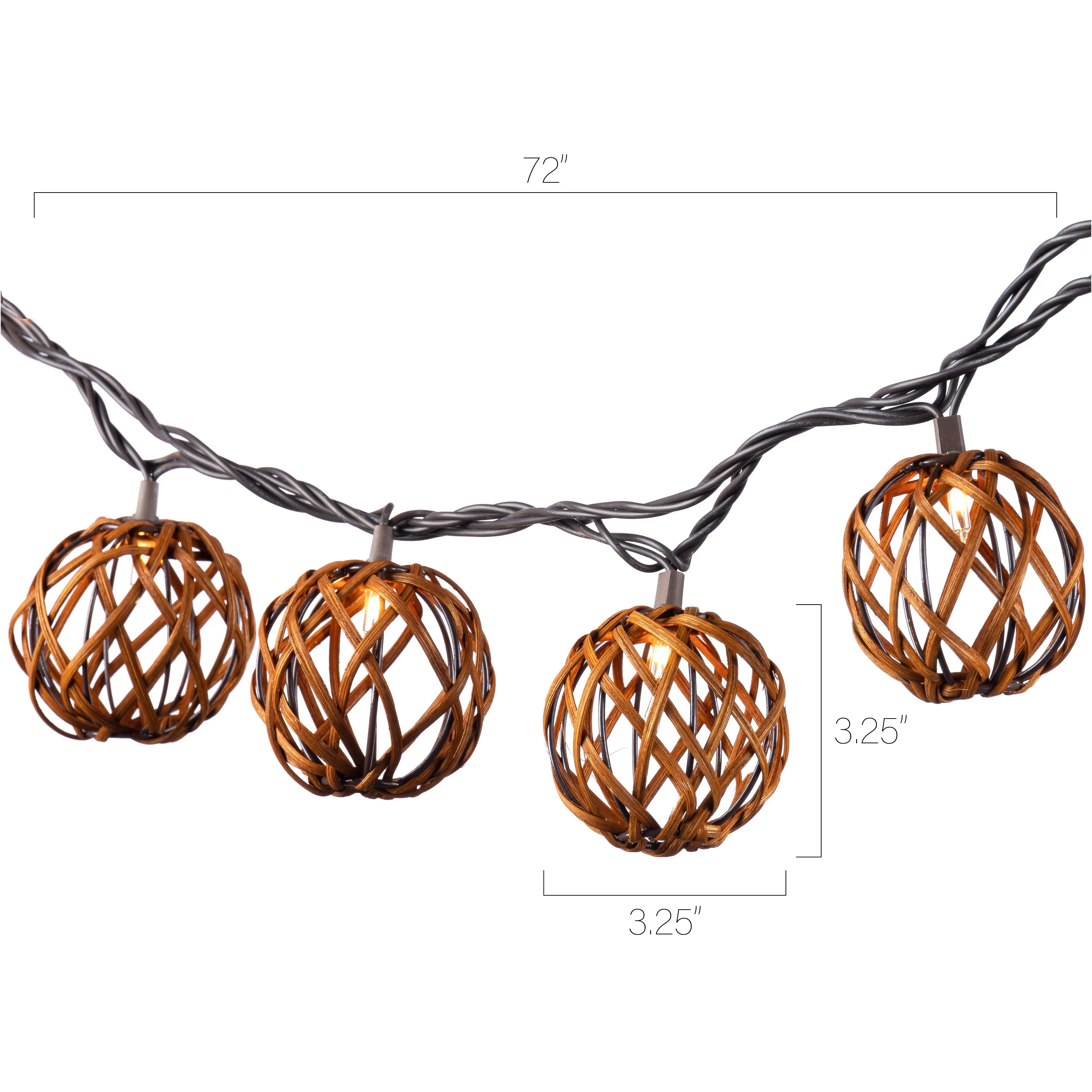 6 ft. Decorative Rattan Sphere Patio String Light