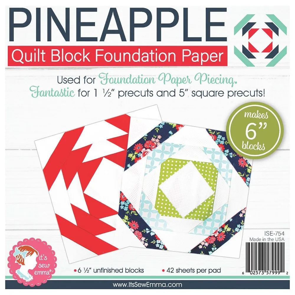 6" Pineapple Quilt Block Foundation Paper Piecing Pad