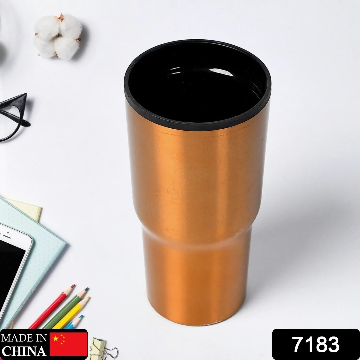 7183 STAINLESS STEEL VACUUM INSULATED GLASS COFFEE CUPS DOUBLE WALLED TRAVEL MUG, CAR COFFEE MUG