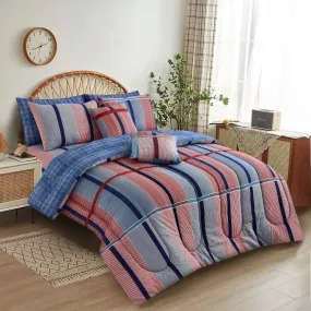 8 PCs Winter Comforter Set-Multi Lines