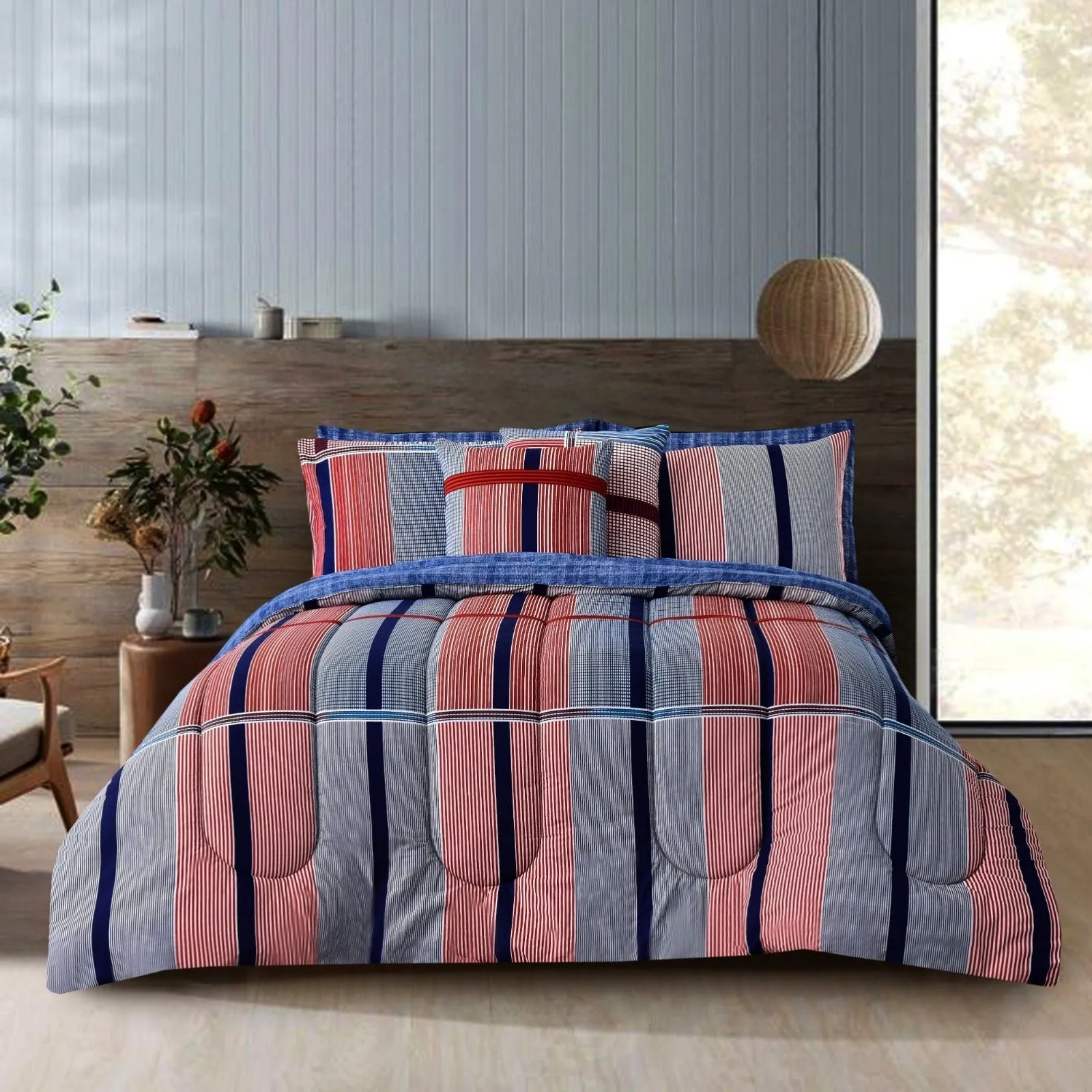 8 PCs Winter Comforter Set-Multi Lines