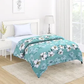 AC Comforter and Bedding Set for Single Bed, Hibiscus Floral Turquoise