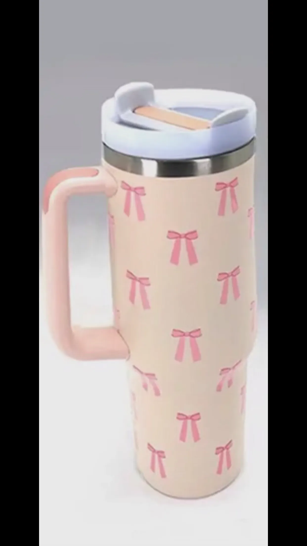 Accessories/Gifts - 40oz Stainless Steel Tumbler UV Print, Bow Light Pink or Smiley Off White