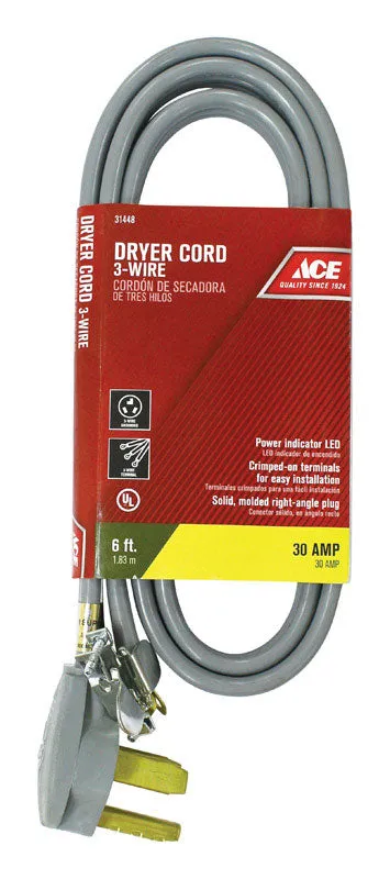 Ace 10/3 SRDT 6 ft. L Dryer Cord 3 Wire