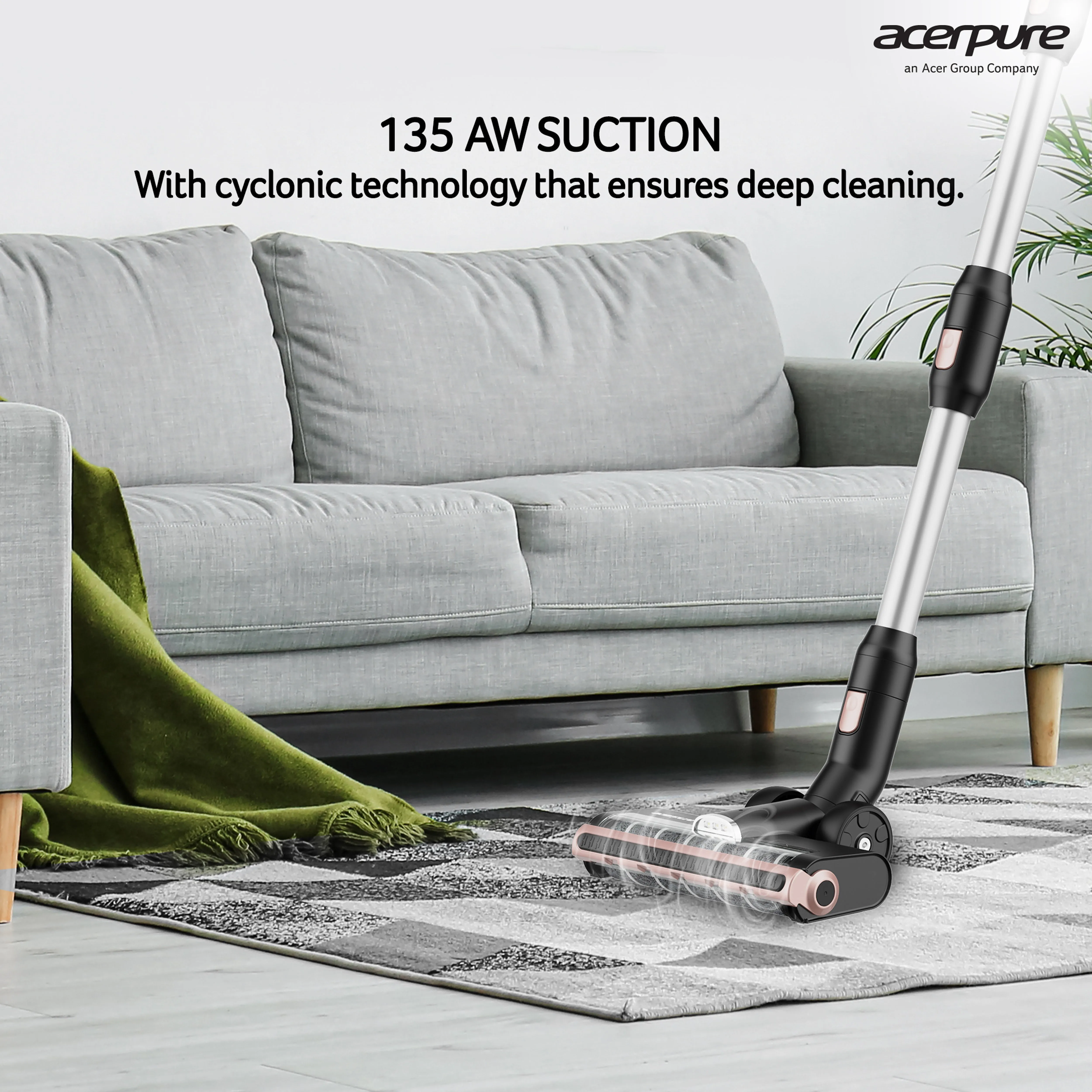 Acerpure Cordless 135AW  Upright Vacuum Cleaner |Cyclonic Technology|135 AW Motor| Long Run Time|Easy Dust Disposal