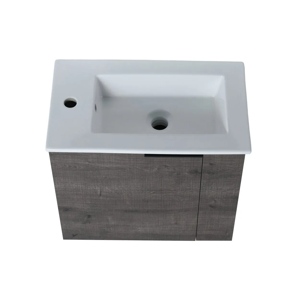 Allsumhome Modern Bathroom Vanity with Sink 22 Inch for Small Bathroom in Plaid Grey Oak,Floating Bathroom Vanity with Soft Close Door