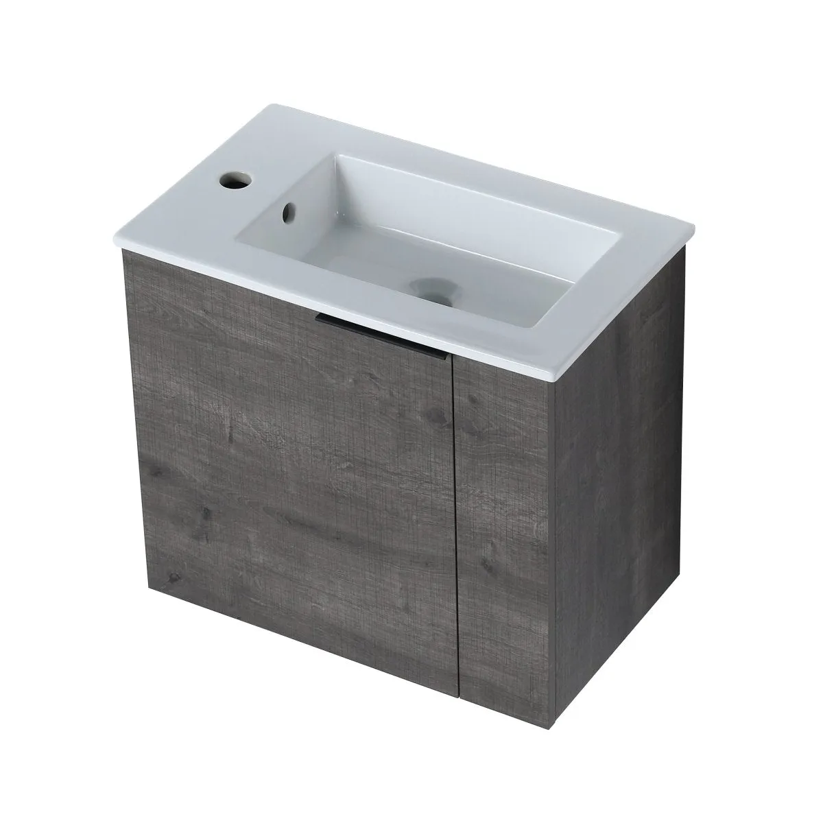 Allsumhome Modern Bathroom Vanity with Sink 22 Inch for Small Bathroom in Plaid Grey Oak,Floating Bathroom Vanity with Soft Close Door