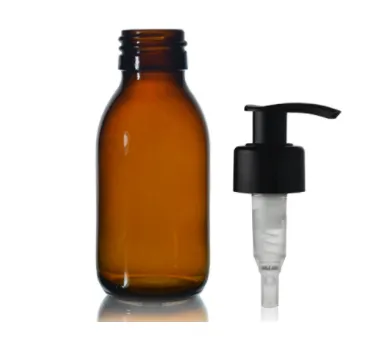 Amber glass bottle 100ml (travel size) - Lotion pump