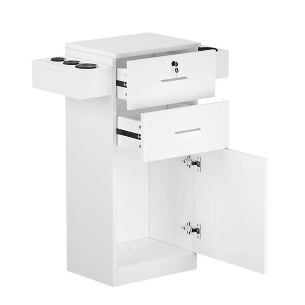 AMYOVE Salon Locker Cabinet Storage Cart Hair Dryer Rack Drawer White