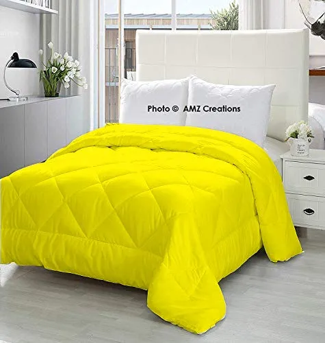 AMZ 250 GSM Ultra Soft Microfibre Reversible Comforter/Quilt/Duvet/Razai/Rajai/Ac Blanket (Single Bed (Standard), Yellow)