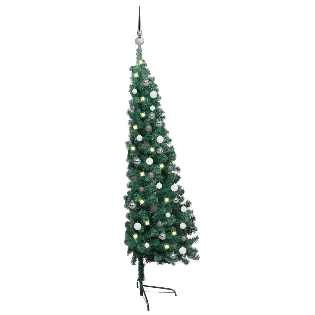 Artificial Half Pre-lit Christmas Tree with Ball Set Green 150 cm