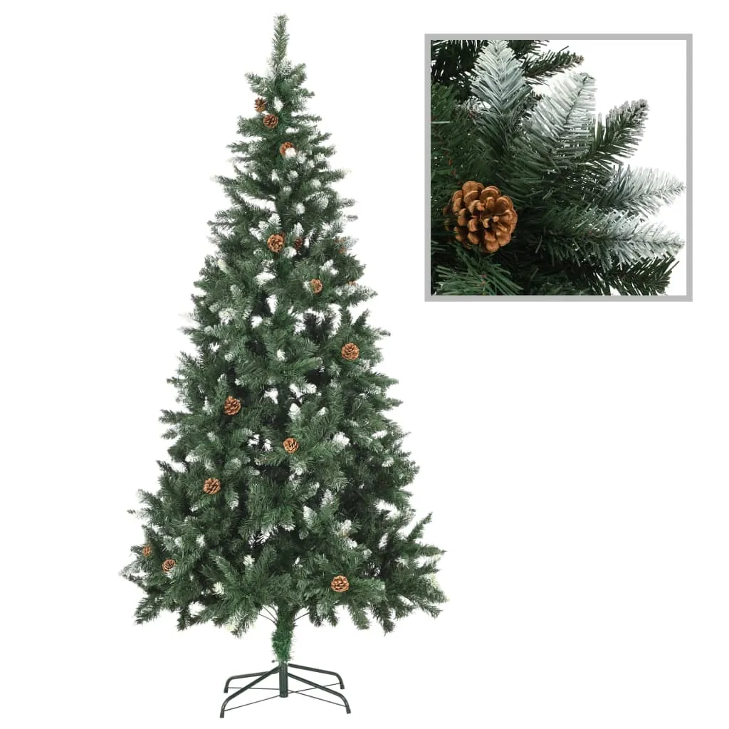 Artificial Pre-lit Christmas Tree with Pine Cones 210 cm