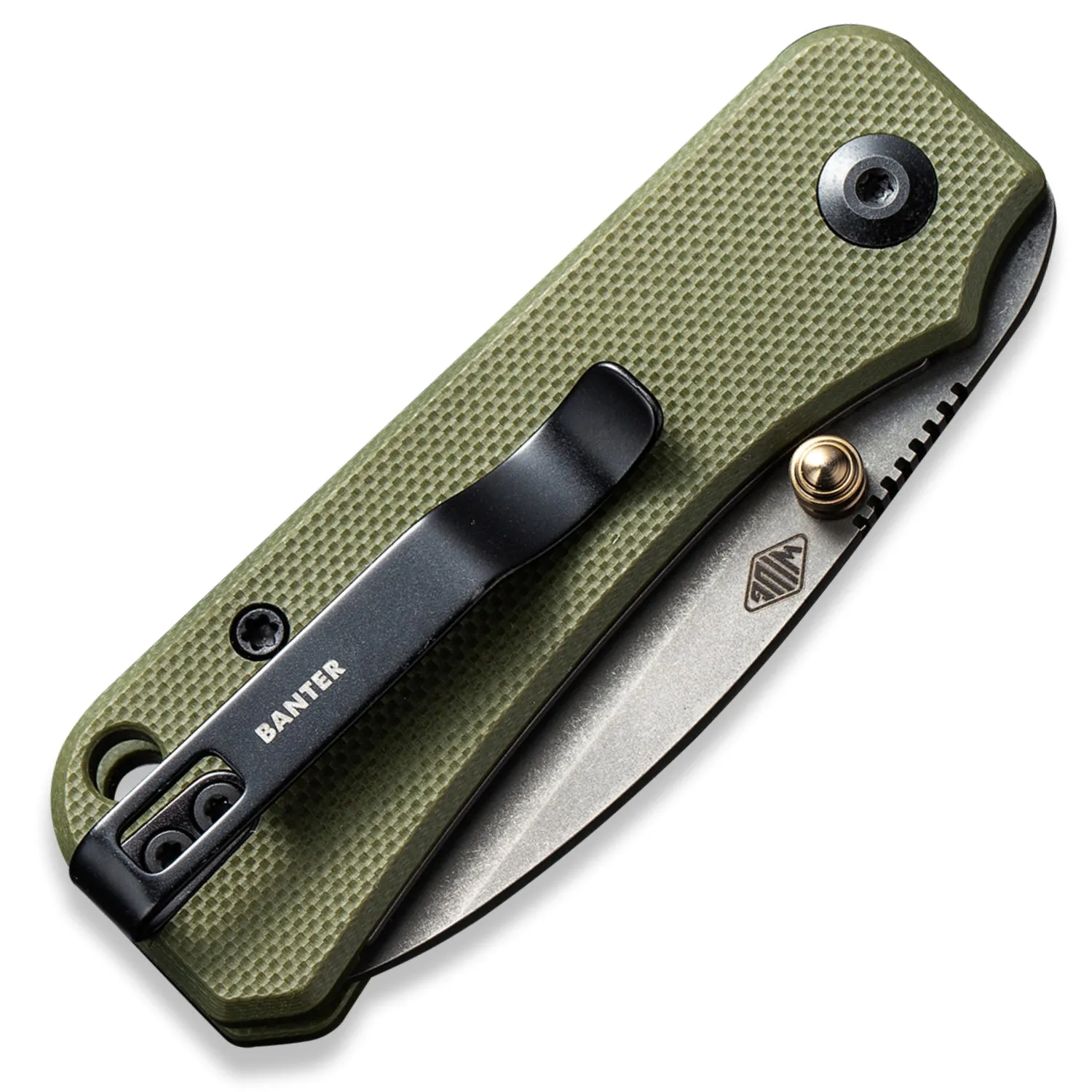 Baby Banter Pocket Knife - OD Green G10 - Gray Stonewash Nitro V