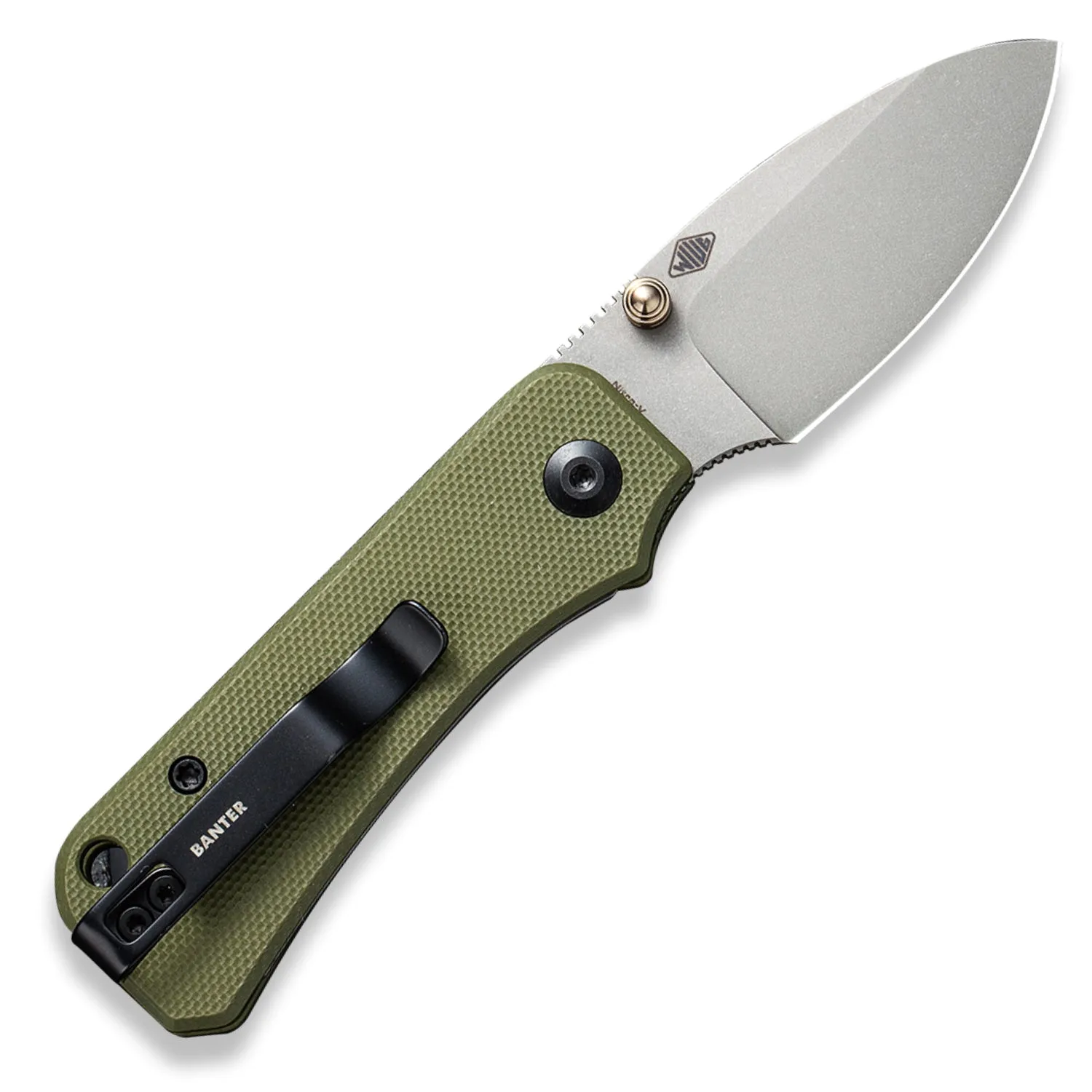 Baby Banter Pocket Knife - OD Green G10 - Gray Stonewash Nitro V