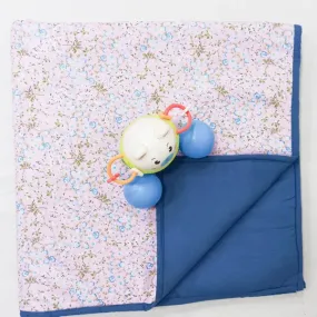 Baby Comforters Light Pink With Greyish Blue and White Small Flower Design.