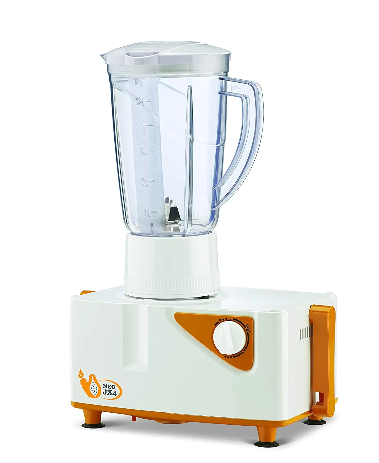 Bajaj Neo JX 4 450-Watt Juicer Mixer Grinder with 2 Jars (White/Orange)