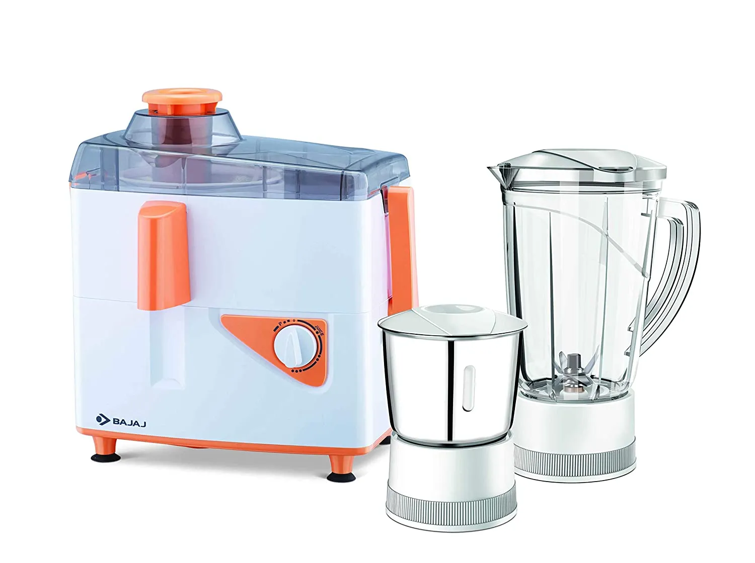 Bajaj Neo JX 4 450-Watt Juicer Mixer Grinder with 2 Jars (White/Orange)